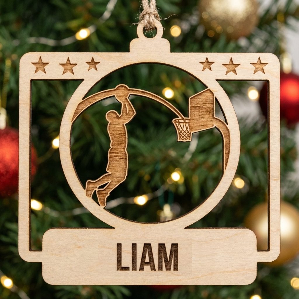 Personalized Basketball Ornament Bundle, 8 Holiday Designs, Custom