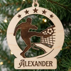 Personalized Christmas Soccer Ornaments, 6 Custom Name Designs