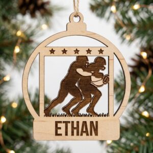 Personalized Football Ornament, Defensive Tackle Wrap, Custom Name,