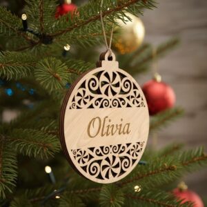 Personalized Ornate Christmas Ornament Design, Laser Designed Holiday