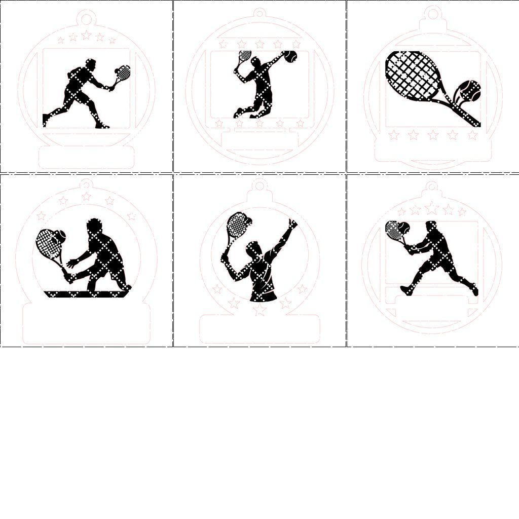 Personalized Tennis Ornament Bundle, Christmas Laser Engraved, Custom