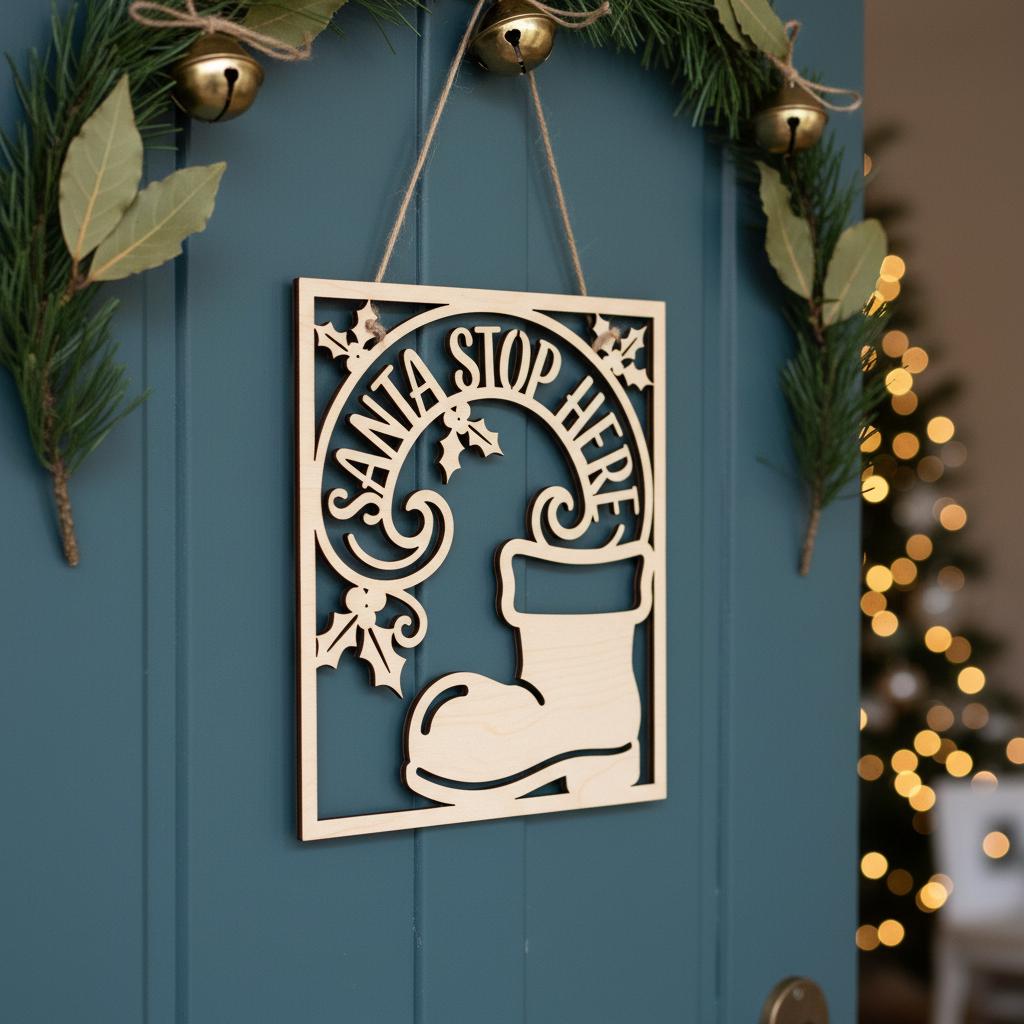 Round Christmas Door Hanger Sign Bundle, 6 Holiday Designs, Winter Porch Decor