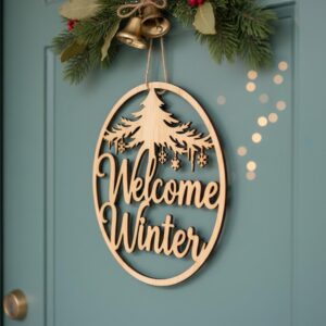 Round Christmas Door Hanger Sign Bundle, 6 Holiday Designs, Winter Porch Decor
