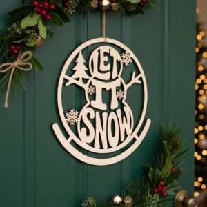 Round Christmas Door Hanger Sign Bundle, 6 Holiday Designs, Winter Porch Decor