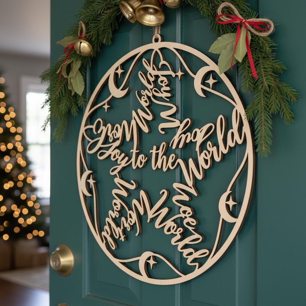 Round Christmas Door Hanger Sign Bundle, 6 Holiday Designs, Winter Porch Decor