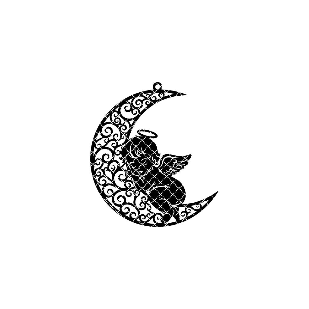 Angelo Dormiente con Luna, Ornamento per Decorazioni Natalizie, Design Angelico - immagine 5