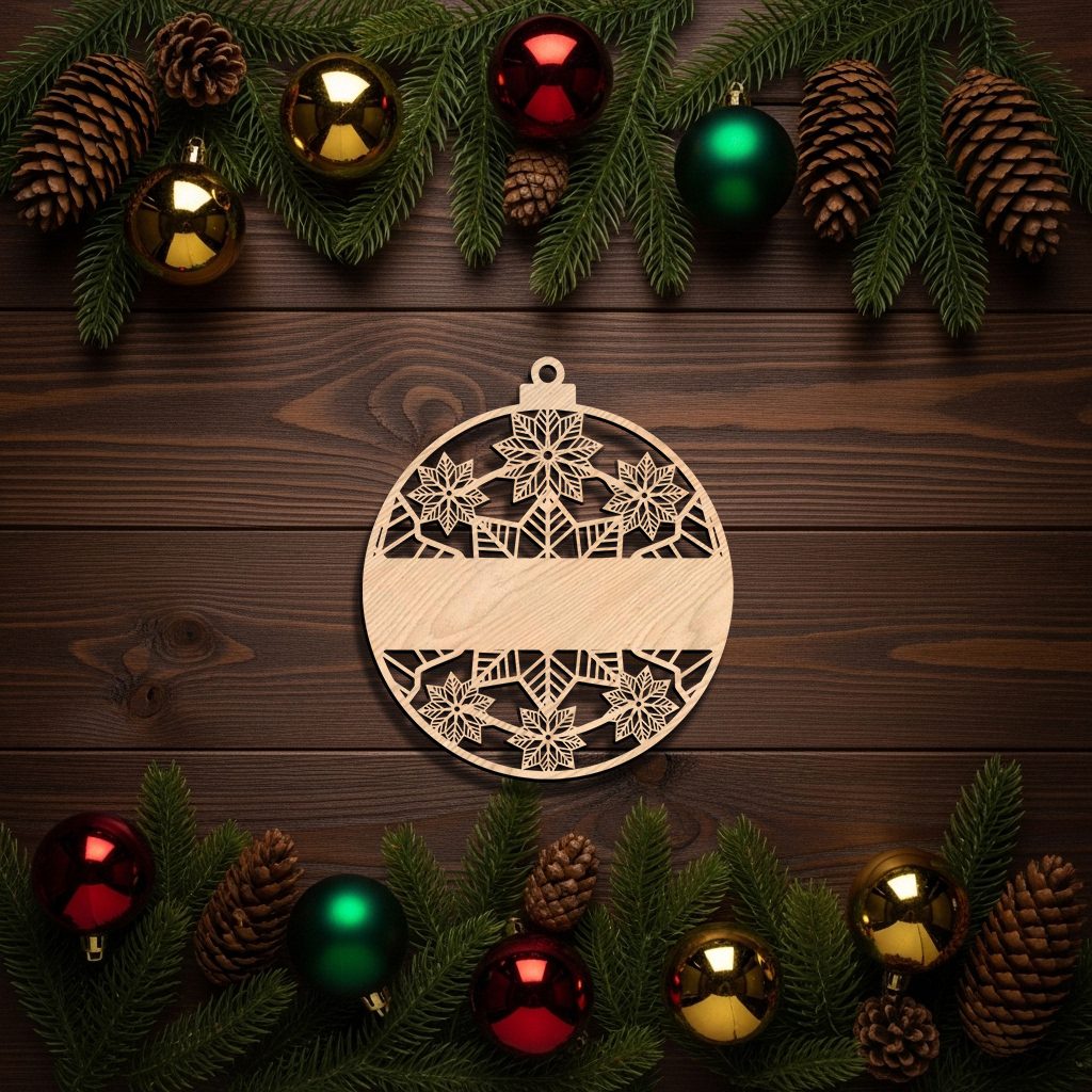 Snowflake Christmas Ornament, Custom Black and White Holiday