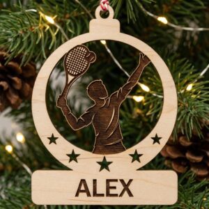 Tennis Ornament Personalized, Christmas Tennis Serve Silhouette Sports