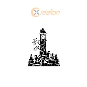 Xmas Laser etched, Monogram Clock Tower Wall Art,