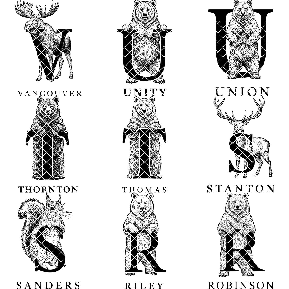 Animal Monogram Bundle, 53 Engraving Designs for Charcuterie Boards, Family Signs