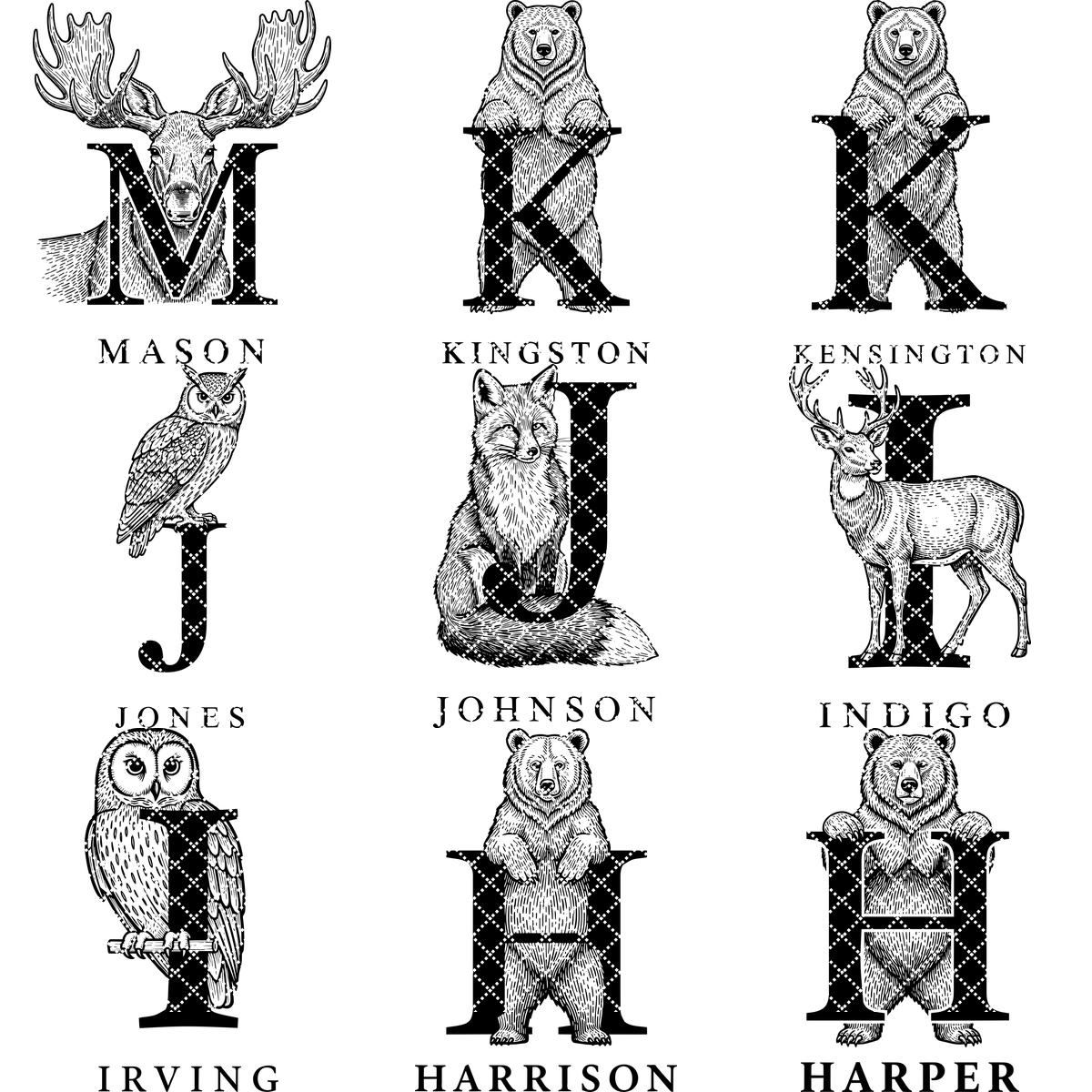 Animal Monogram Bundle, 53 Engraving Designs for Charcuterie Boards, Family Signs