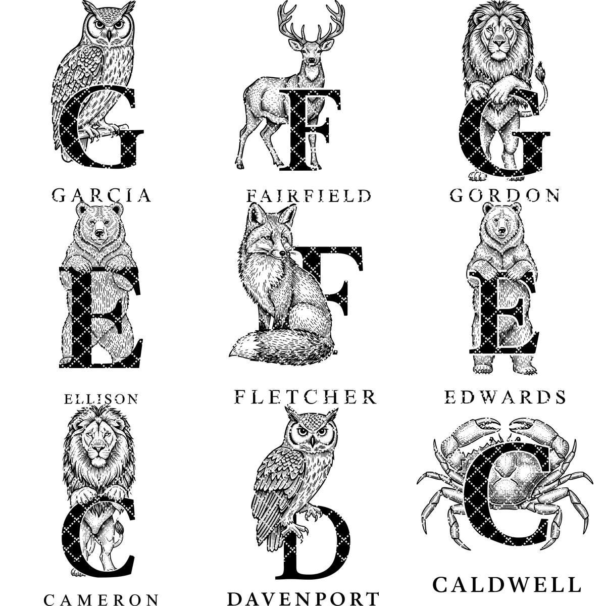 Animal Monogram Bundle, 53 Engraving Designs for Charcuterie Boards, Family Signs