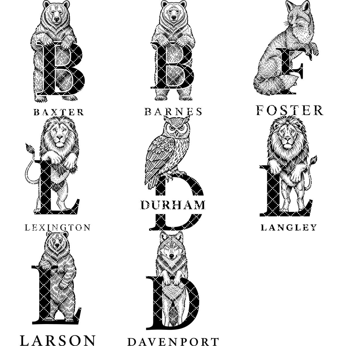 Animal Monogram Bundle, 53 Engraving Designs for Charcuterie Boards, Family Signs