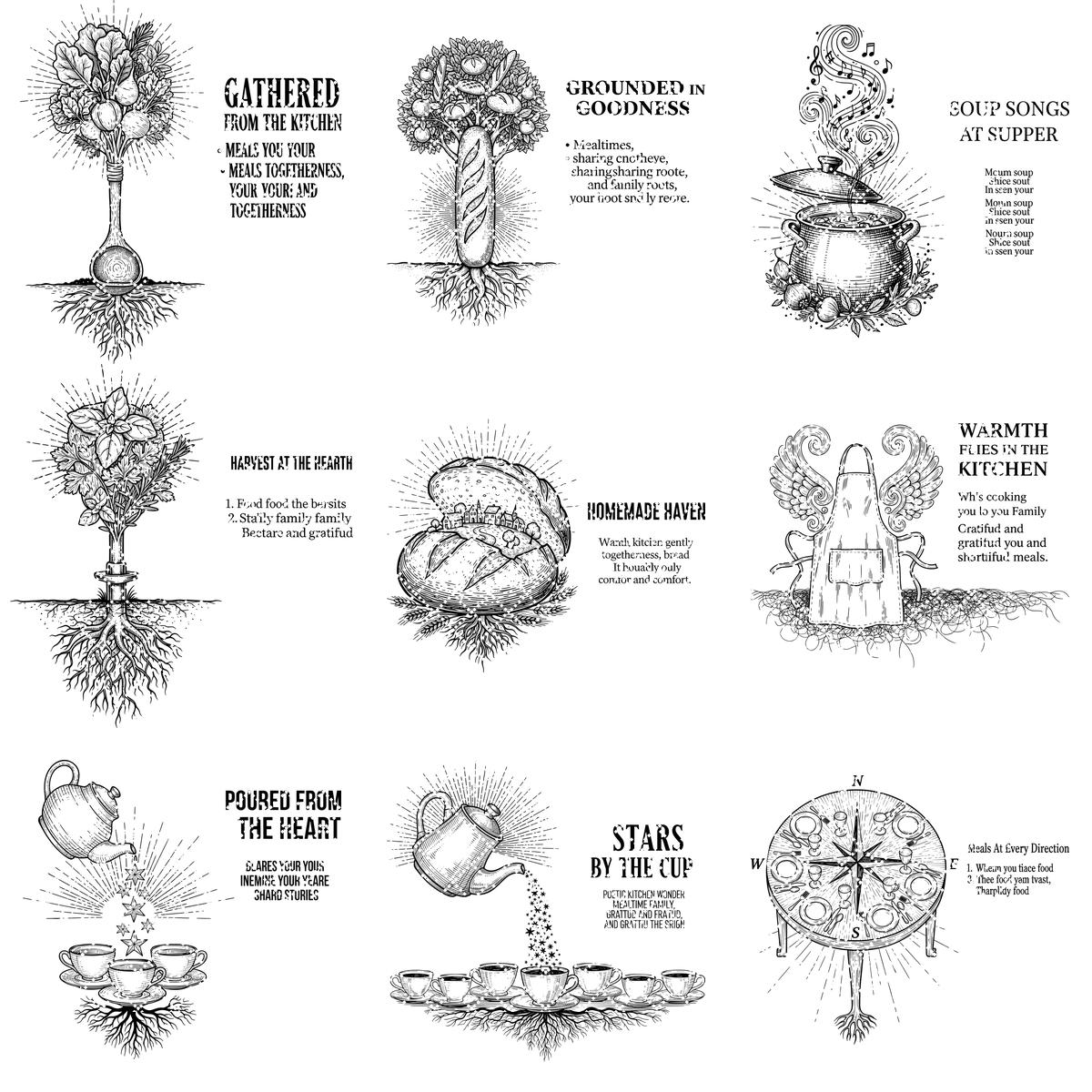 Bundle di Design Taglieri Charcharcuterie, 20 Motivi di Incisione Fantasiosi, Decorazioni da Cucina con Nome di Famiglia - immagine 12