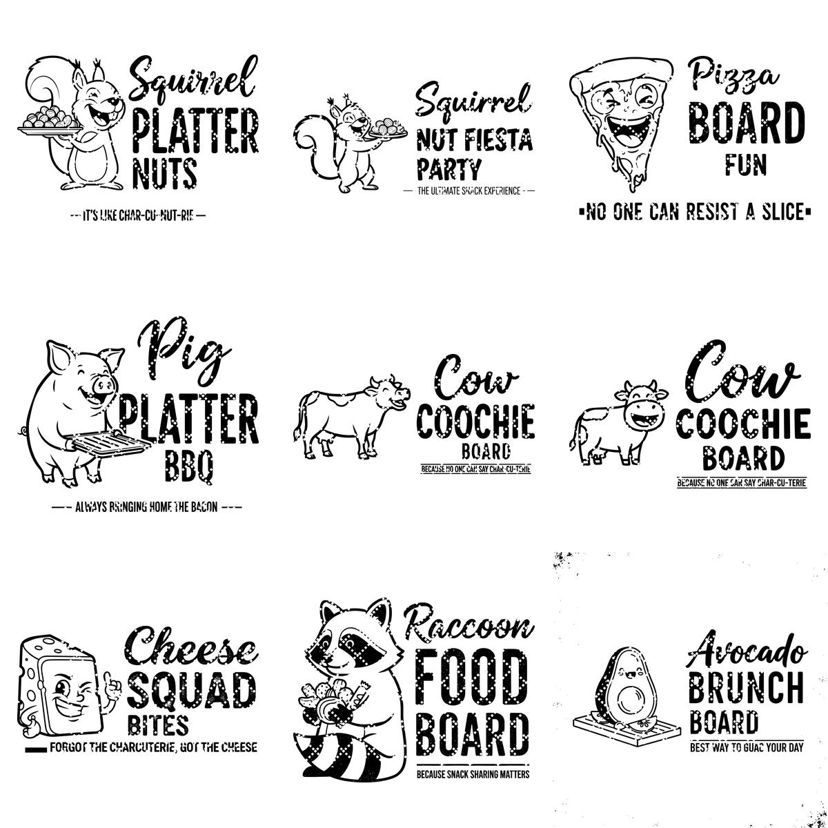 Bundle Incisione Tagliere Salumi, 20 Design Divertenti di Giochi di Parole sul Brunch per Taglieri Familiari - immagine 13