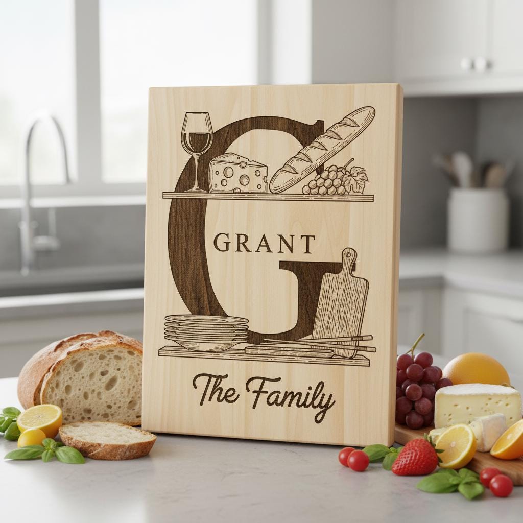 Wurstbrett Gravur Bundle, 52 Monogramm Alphabet Designs, Familiennamen Dateien – Bild 3