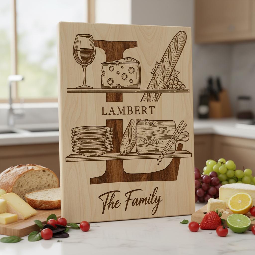Wurstbrett Gravur Bundle, 52 Monogramm Alphabet Designs, Familiennamen Dateien – Bild 5