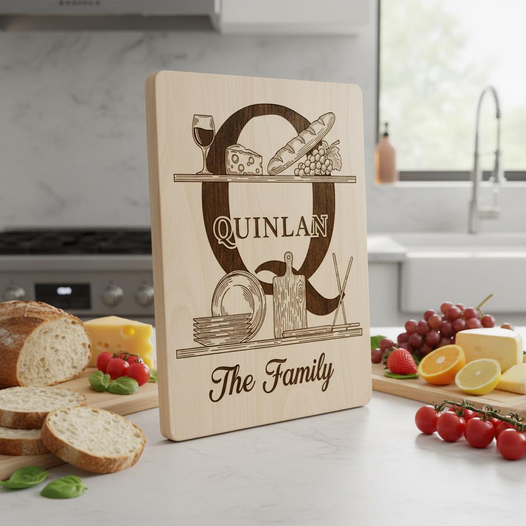 Wurstbrett Gravur Bundle, 52 Monogramm Alphabet Designs, Familiennamen Dateien – Bild 8