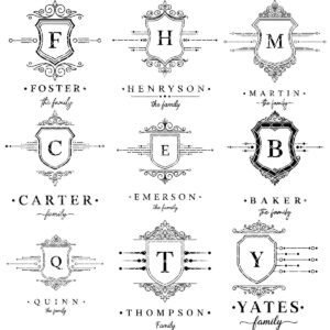 Charcuterie Board Laser Engraving File with Family Crest, Monogram Designs Gift