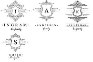 Charcuterie Board Laser Engraving File with Family Crest, Monogram Designs Gift