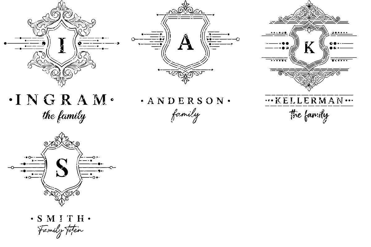 Charcuterie Board Laser Engraving File with Family Crest, Monogram Designs Gift