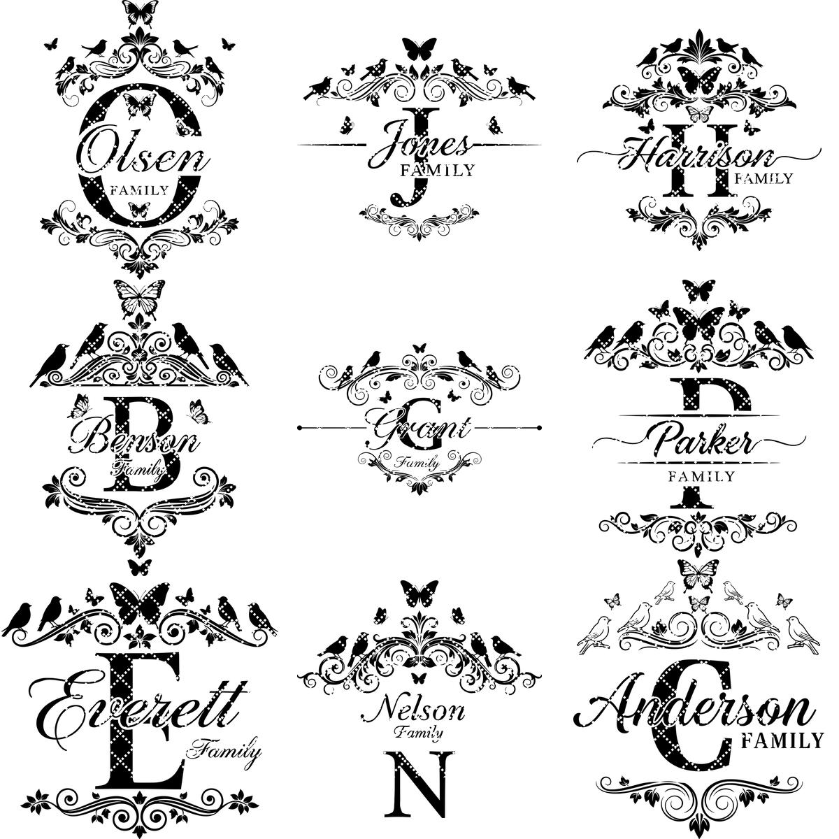 Charcuterie Board Monogram Bundle, 52 Family Name Designs for Laser Engraving Gift