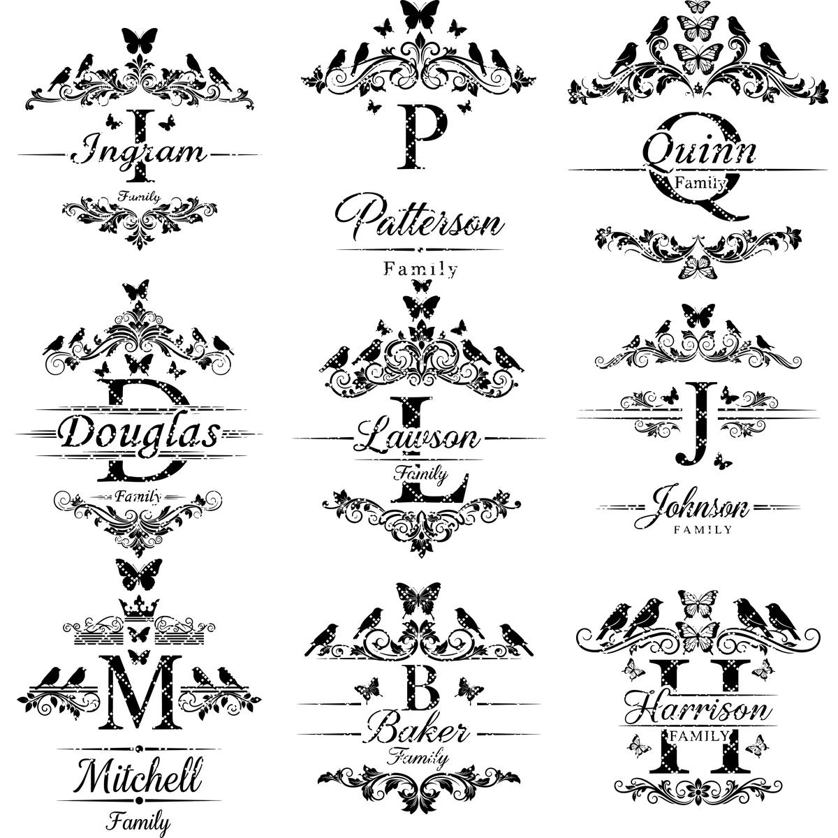 Bundle monogrammi tagliere salumi, 52 design con nomi di famiglia per regalo con incisione laser - immagine 13