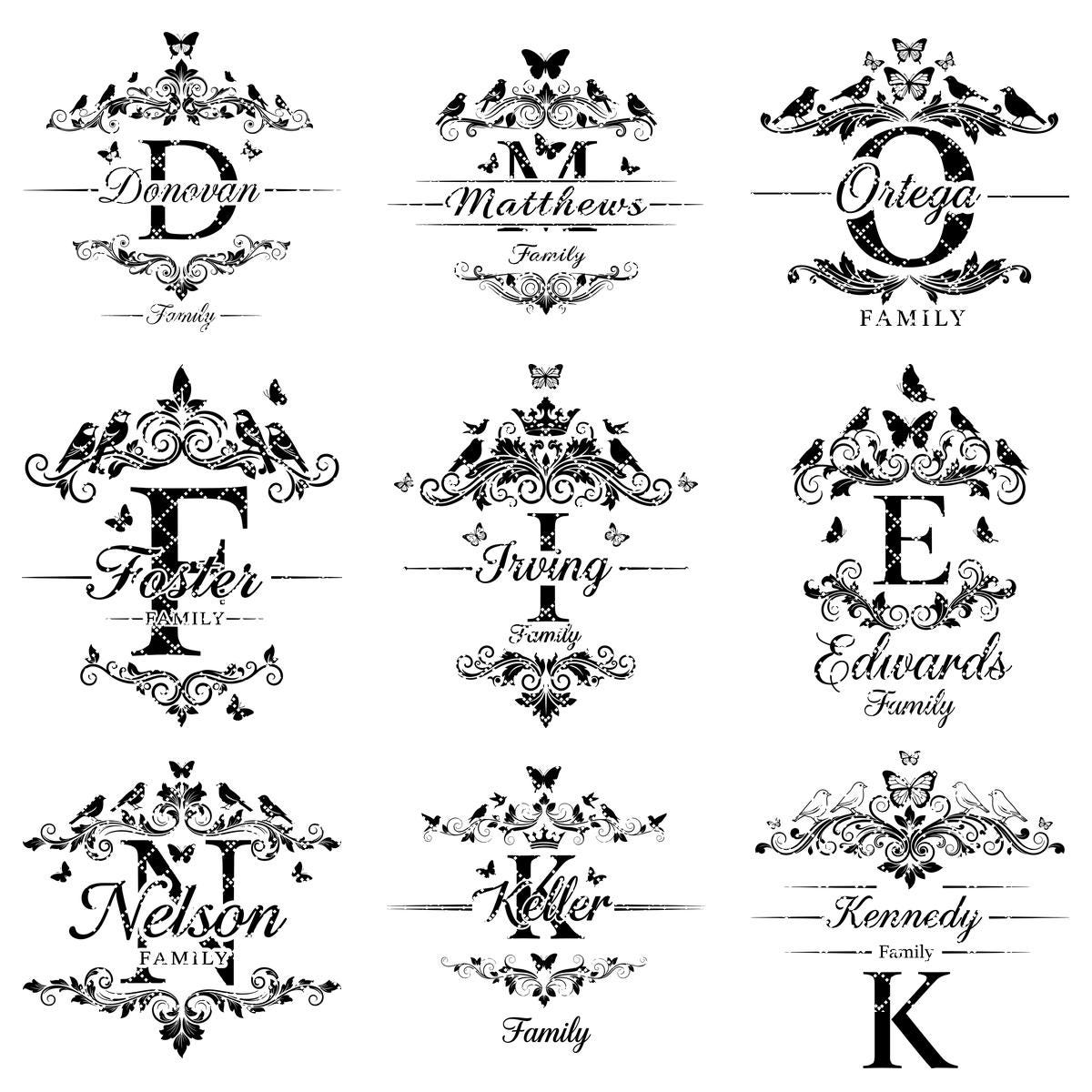 Bundle monogrammi tagliere salumi, 52 design con nomi di famiglia per regalo con incisione laser - immagine 14