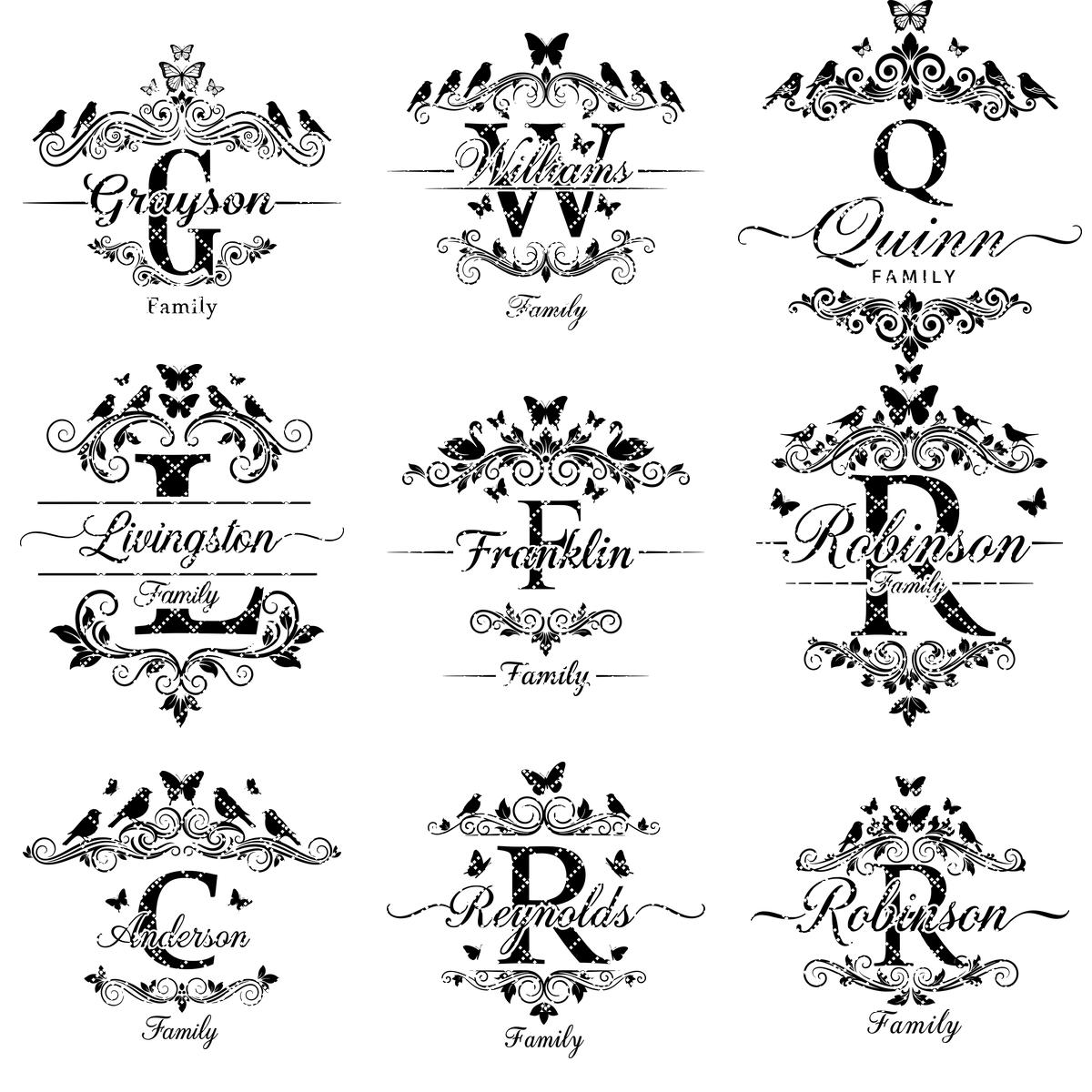 Bundle monogrammi tagliere salumi, 52 design con nomi di famiglia per regalo con incisione laser - immagine 15