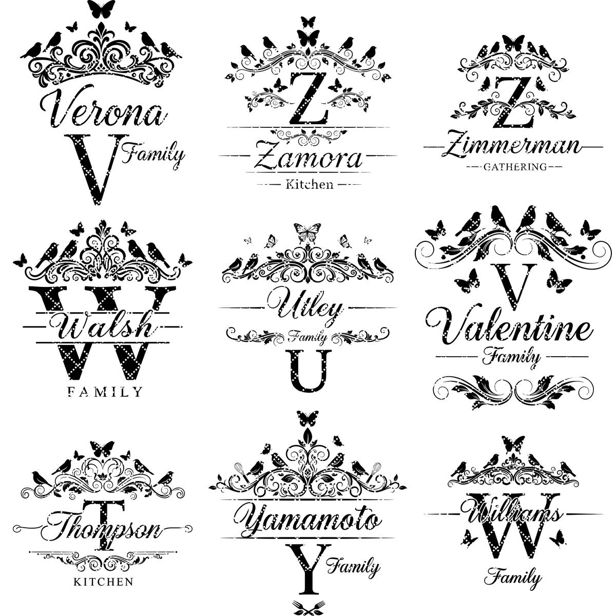 Bundle monogrammi tagliere salumi, 52 design con nomi di famiglia per regalo con incisione laser - immagine 16