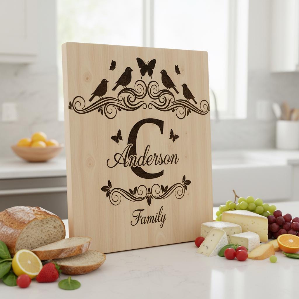 Bundle monogrammi tagliere salumi, 52 design con nomi di famiglia per regalo con incisione laser - immagine 2