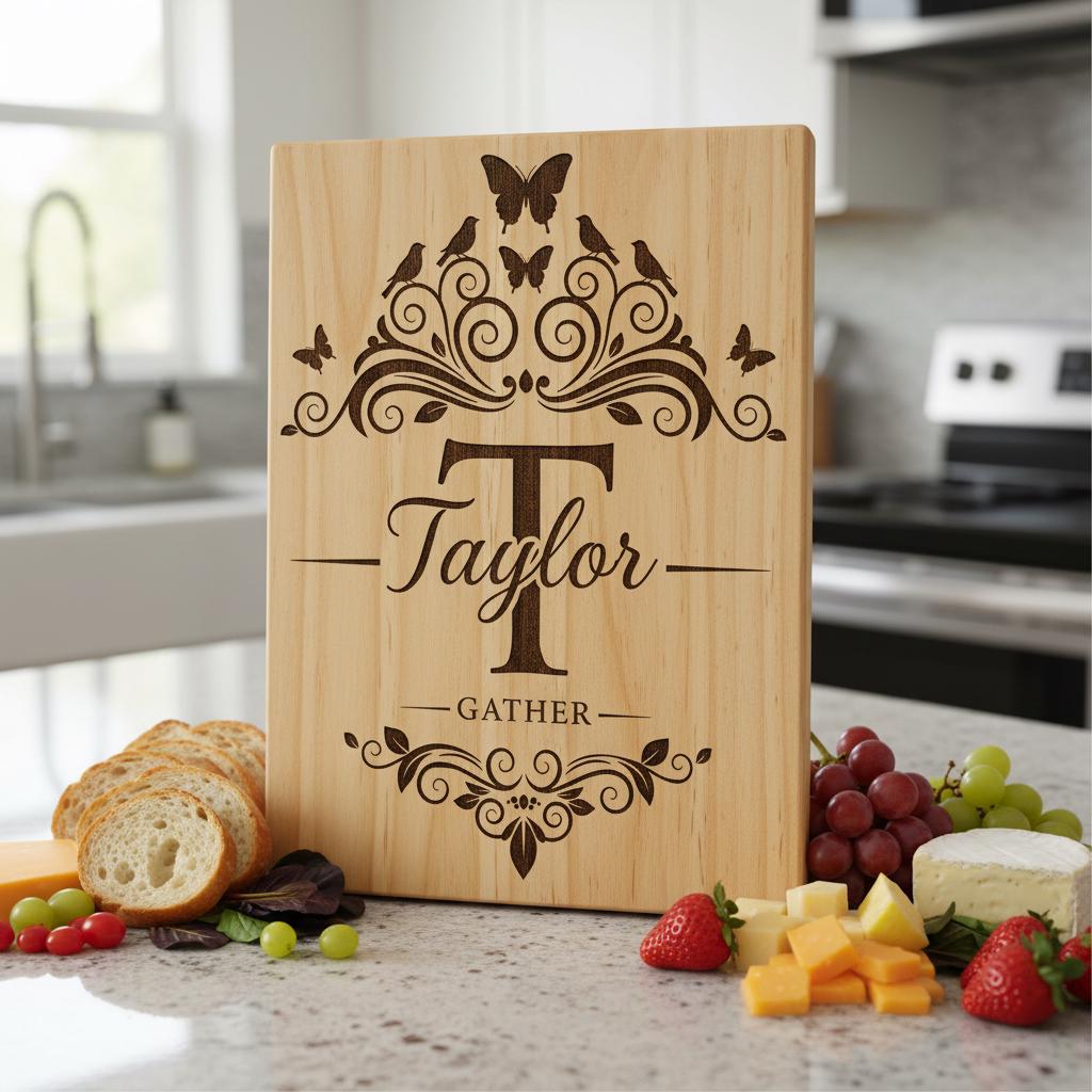 Bundle monogrammi tagliere salumi, 52 design con nomi di famiglia per regalo con incisione laser - immagine 5