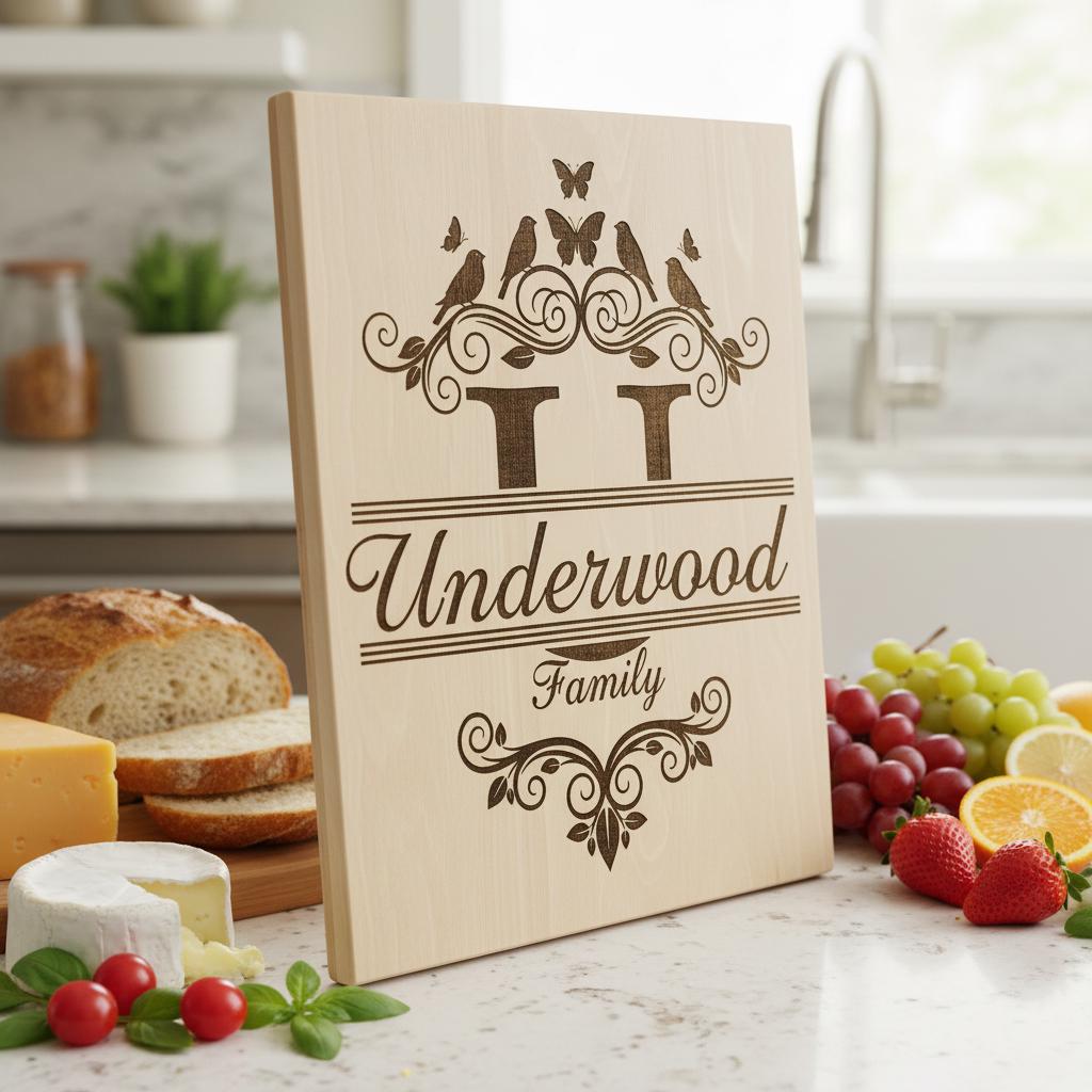 Bundle monogrammi tagliere salumi, 52 design con nomi di famiglia per regalo con incisione laser - immagine 6