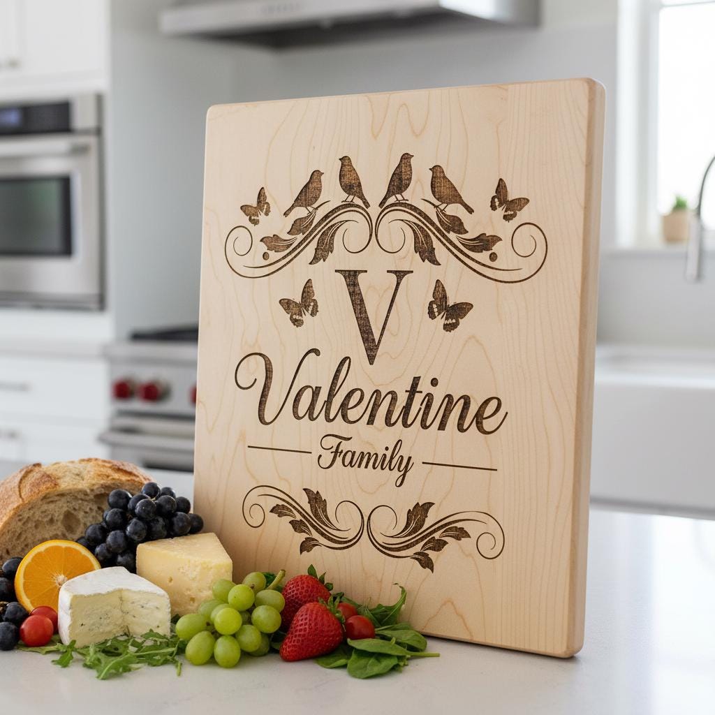 Bundle monogrammi tagliere salumi, 52 design con nomi di famiglia per regalo con incisione laser - immagine 7