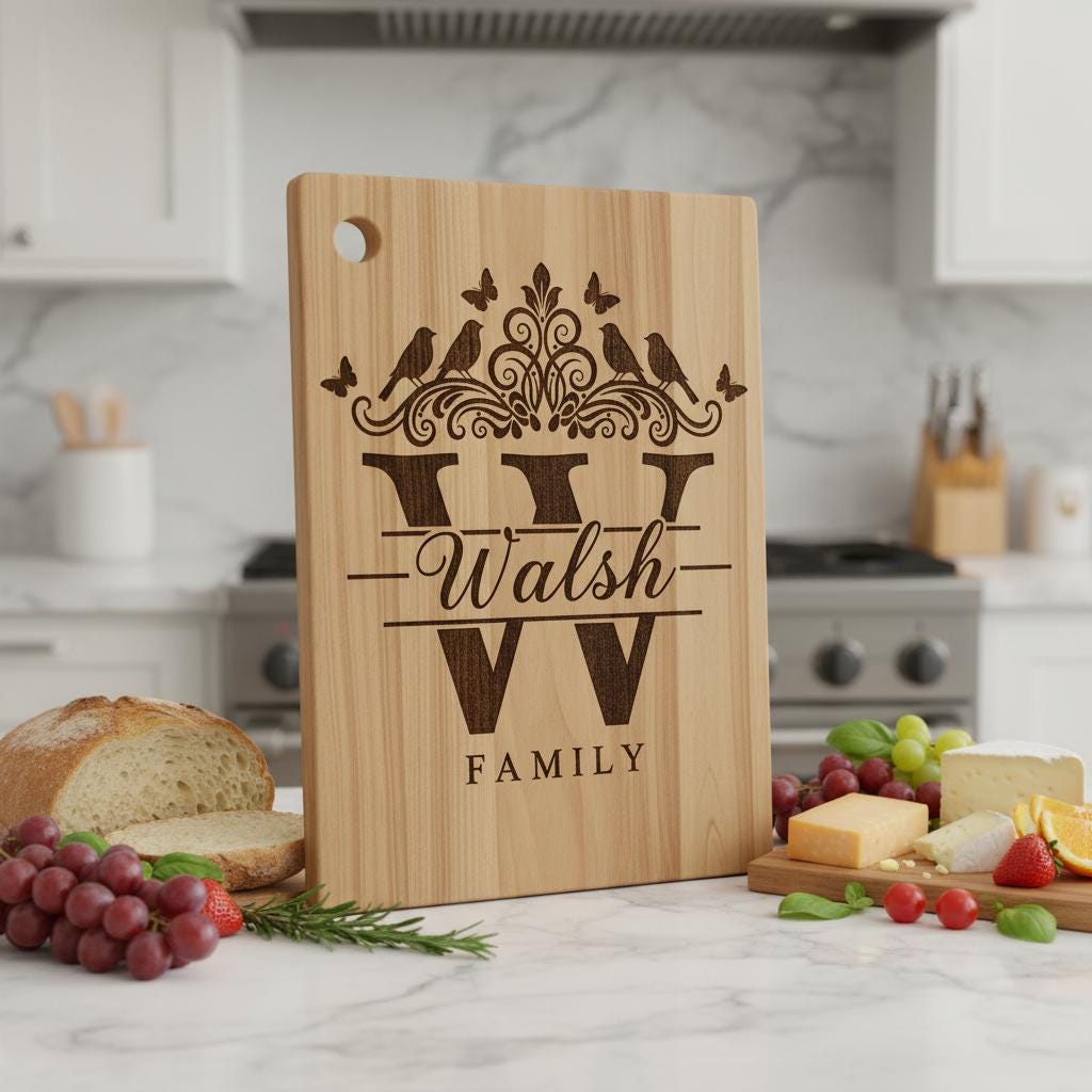 Bundle monogrammi tagliere salumi, 52 design con nomi di famiglia per regalo con incisione laser - immagine 8