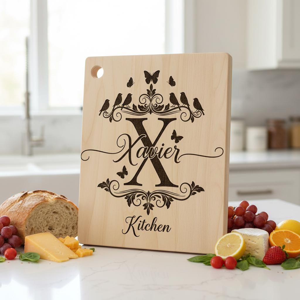 Bundle monogrammi tagliere salumi, 52 design con nomi di famiglia per regalo con incisione laser - immagine 9