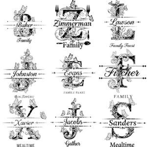 Charcuterie Board Monogram Vintage Alphabet Engraving File for Personalized Kitchen Boards