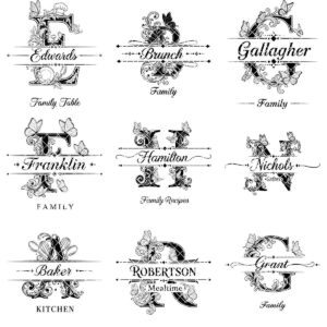 Charcuterie Board Monogram Vintage Alphabet Engraving File for Personalized Kitchen Boards