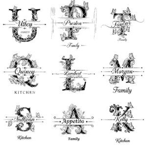 Charcuterie Board Monogram Vintage Alphabet Engraving File for Personalized Kitchen Boards