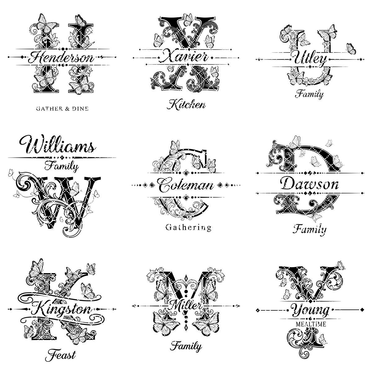 Charcuterie Board Monogram Vintage Alphabet Engraving File for Personalized Kitchen Boards