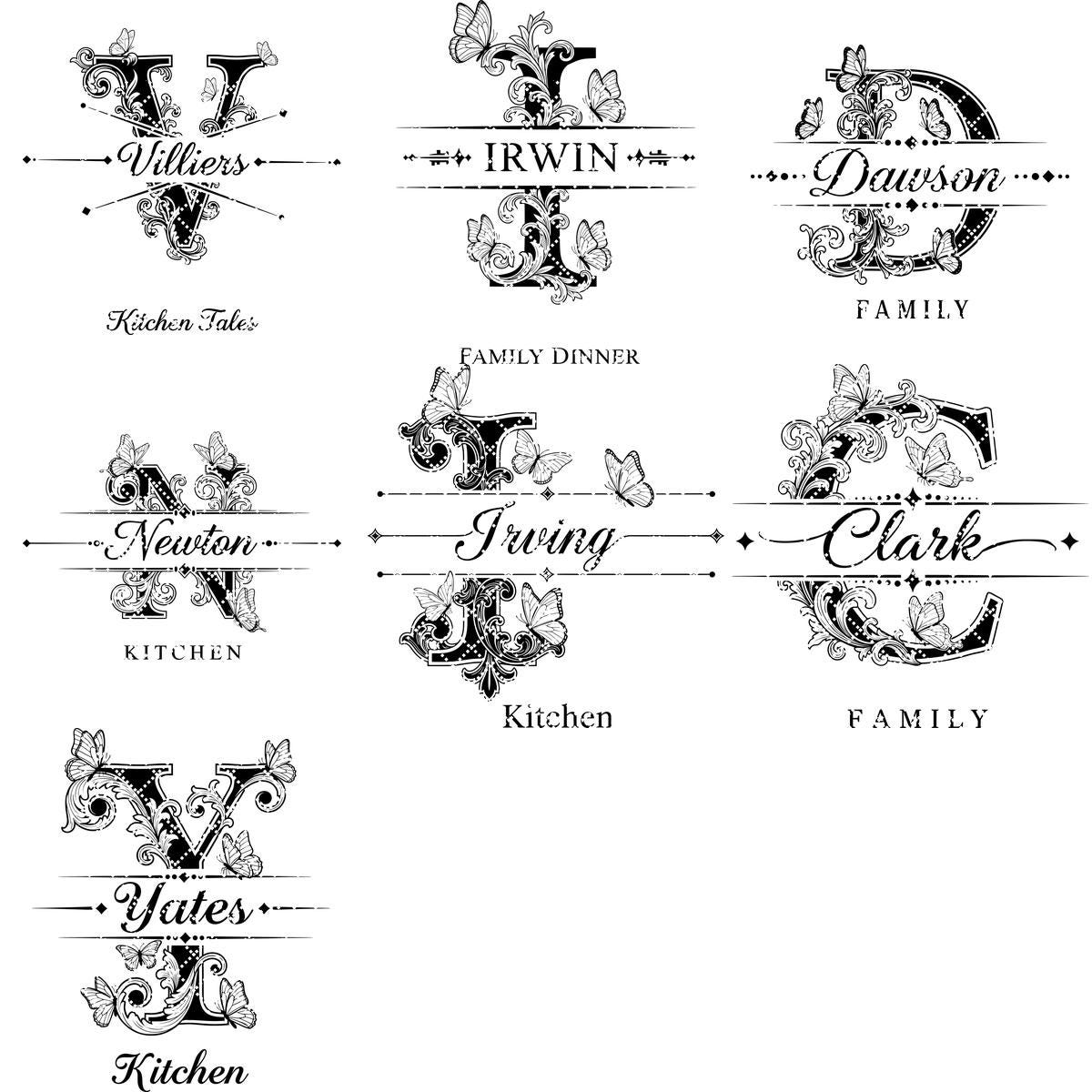 Charcuterie Board Monogram Vintage Alphabet Engraving File for Personalized Kitchen Boards