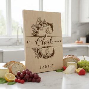 Charcuterie Board Monogram Vintage Alphabet Engraving File for Personalized Kitchen Boards