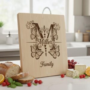Charcuterie Board Monogram Vintage Alphabet Engraving File for Personalized Kitchen Boards