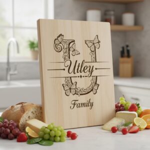 Charcuterie Board Monogram Vintage Alphabet Engraving File for Personalized Kitchen Boards