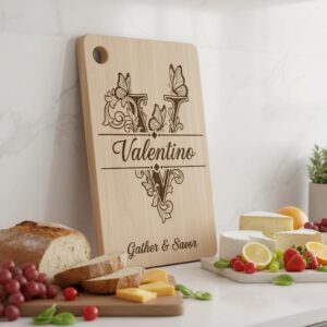 Charcuterie Board Monogram Vintage Alphabet Engraving File for Personalized Kitchen Boards