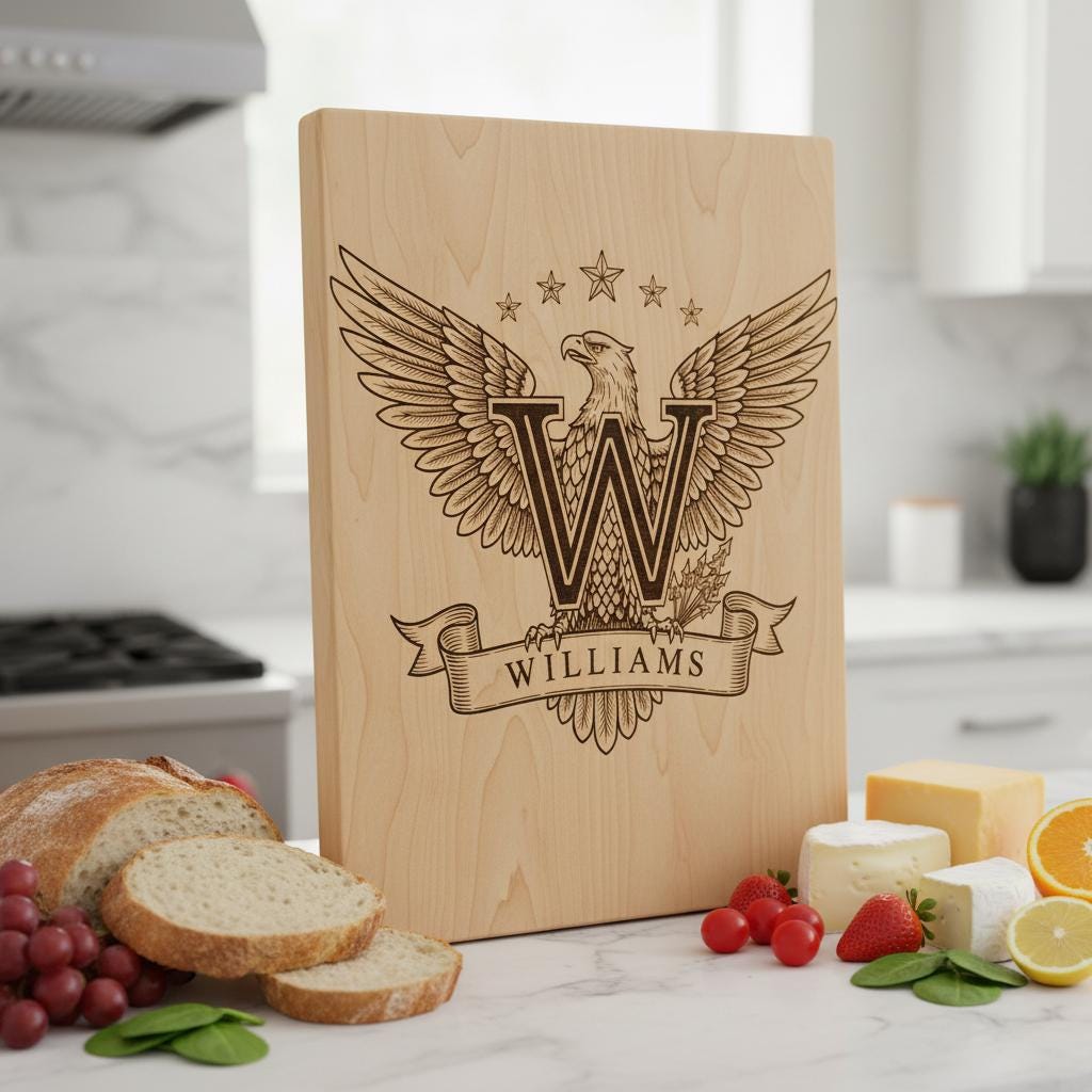 Adlerwappen Monogramm Bundle, 54 Designs für Lasergravur, Familiennamensschilder, Patriotische Deko – Bild 9