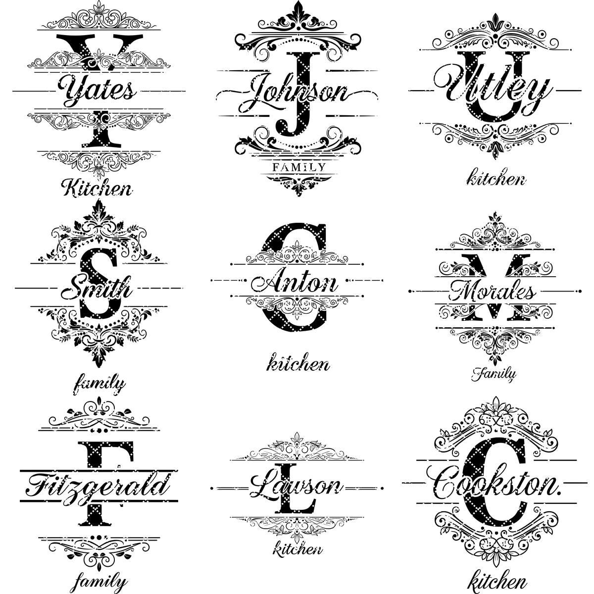 Elegantes Monogramm-Gravur-Bundle, Charcuterie-Brett-Designs, 54 Küchenstile – Bild 14