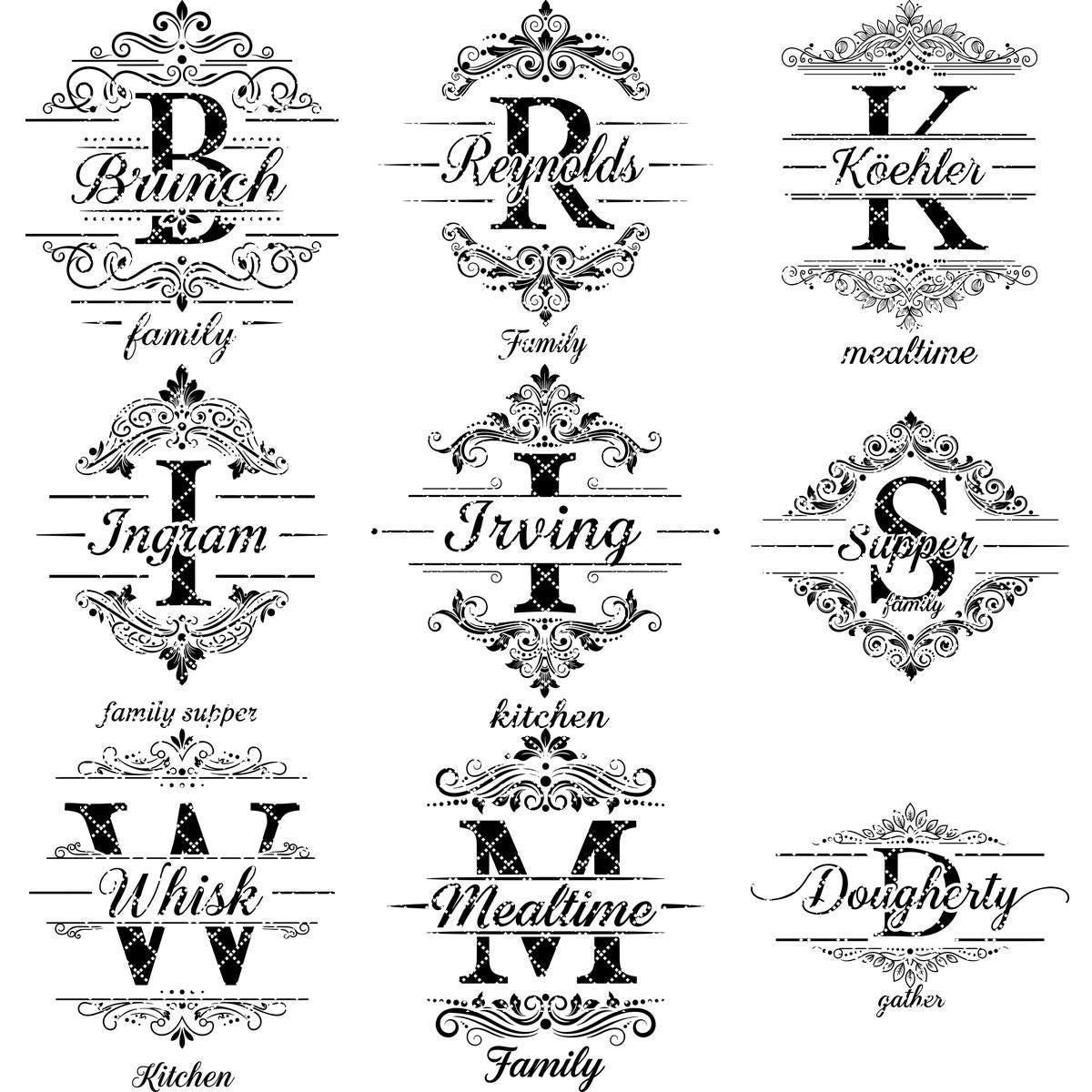 Elegantes Monogramm-Gravur-Bundle, Charcuterie-Brett-Designs, 54 Küchenstile – Bild 15