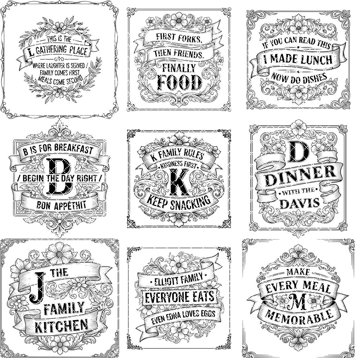 Bundle di File per Incisioni per Taglieri, Tagliere Salumi Nome Famiglia, Citazioni Cucina Vintage - immagine 12