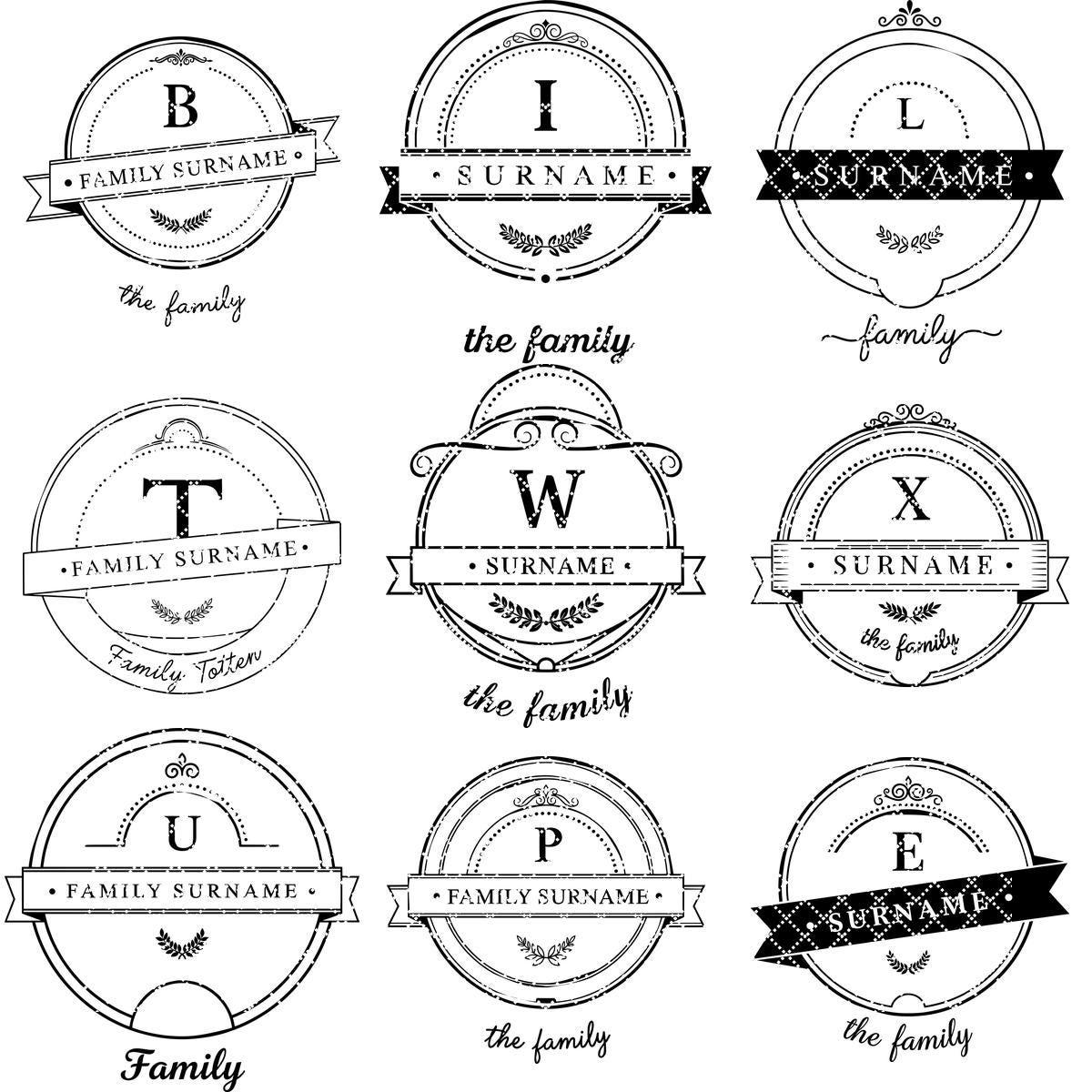 Family Crest Monogram Engraving File for Personalized Charcuterie Boards and Gifts